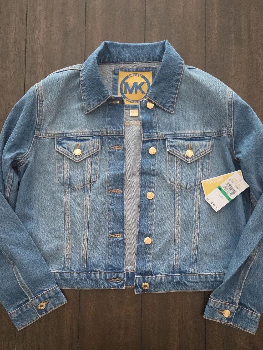 Michael Kors Denim Jean Jacket with Gold-Tone Buttons - Large - NWT